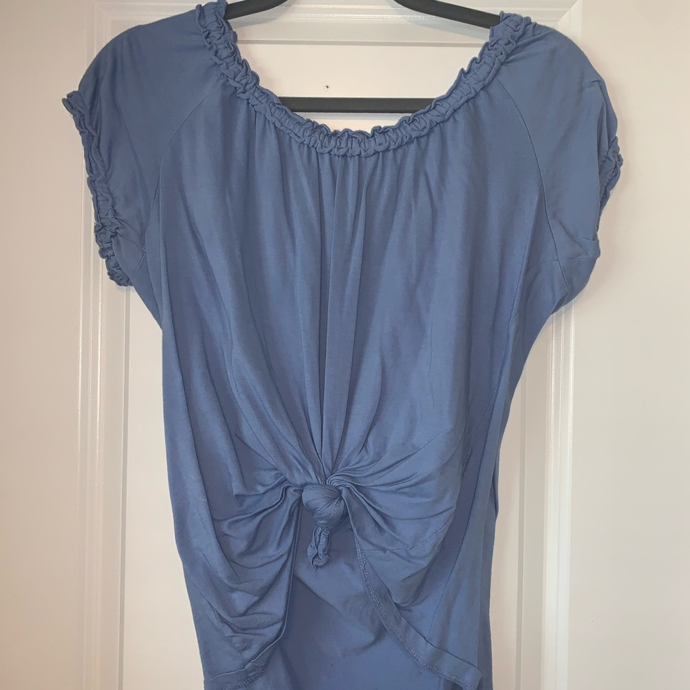 Blue Off the Shoulder Shirt